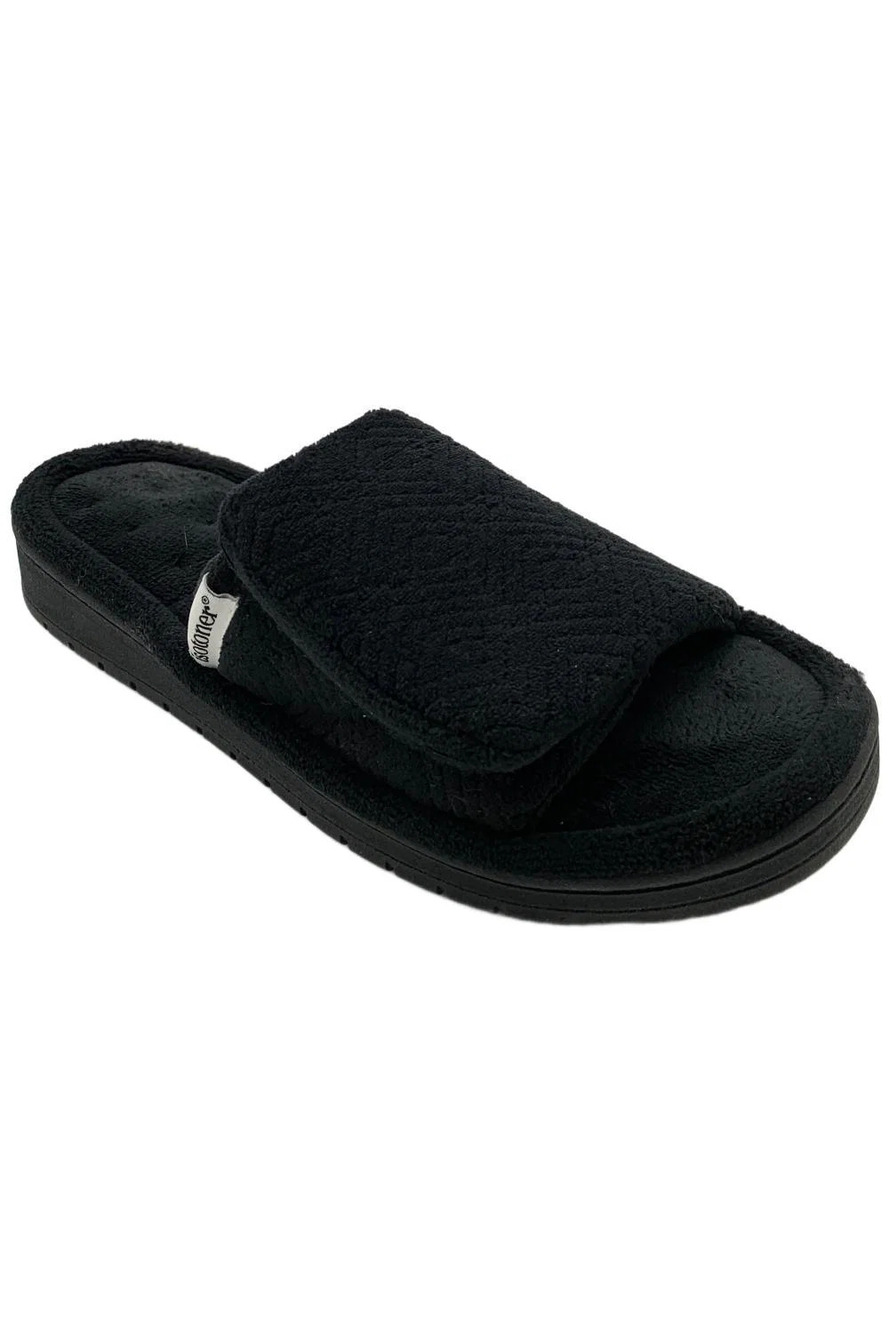 Isotoner Women's Gemma Slip On Slide Slippers Black - Medium